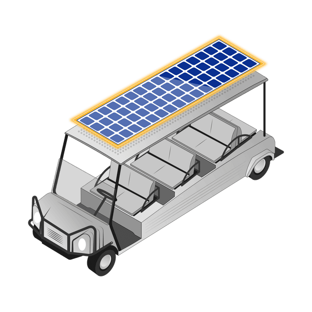 Illustration of a 6+2-seat golf cart