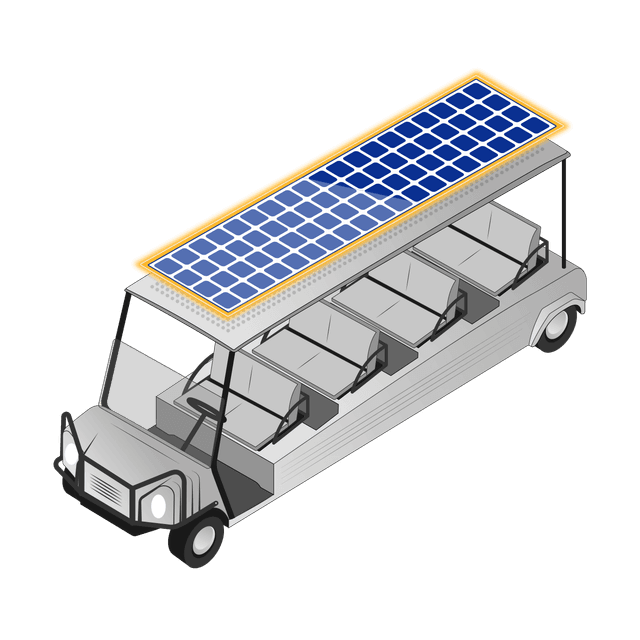 Illustration of a 8-seater golf cart